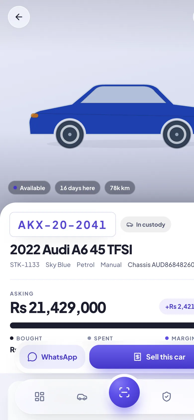A car's page in Odometric